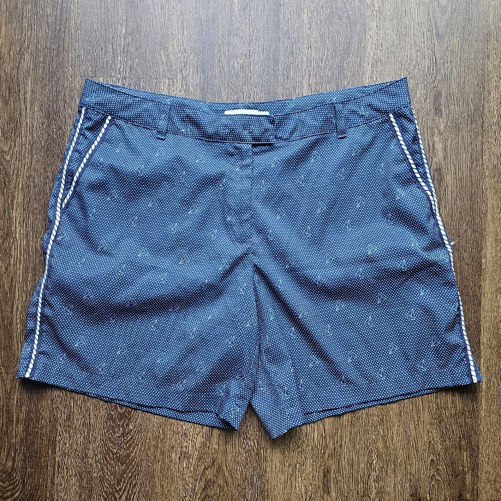 Lady Hagen Golf Shorts Womens size 14 Blue Boat Print Stretch Perfomance